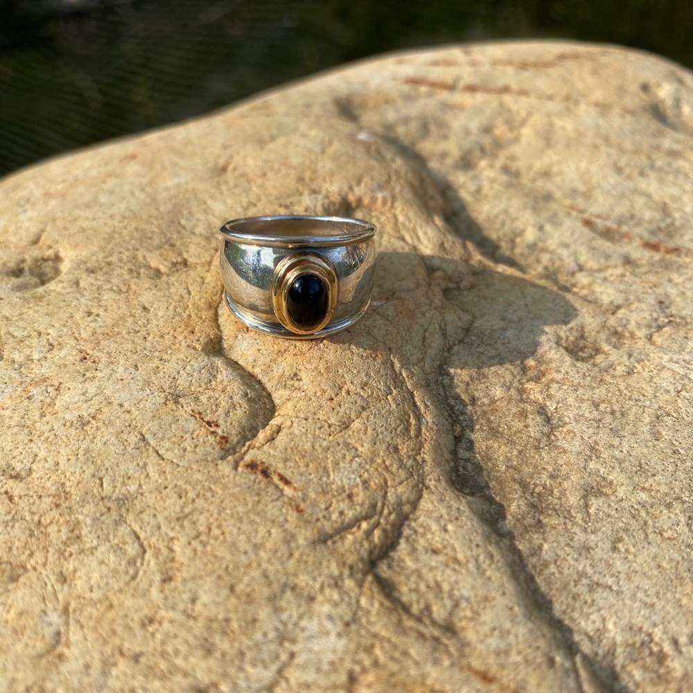 James Avery SS & 18k Gold Black Onyx Christina RETIRED